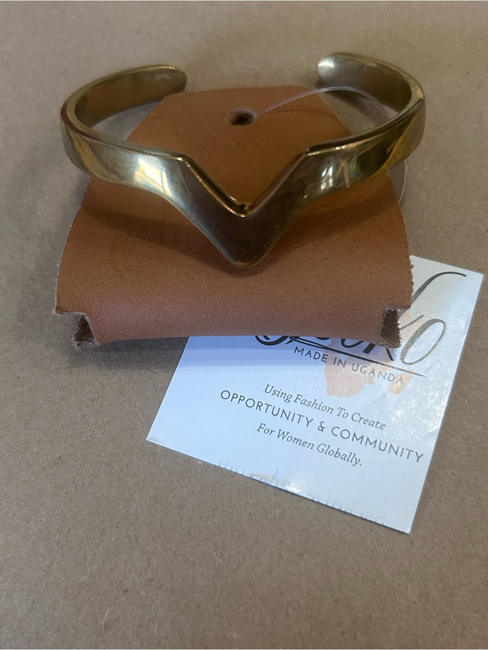 Sseko Polished Gold V-Point Open Cuff Bracelet